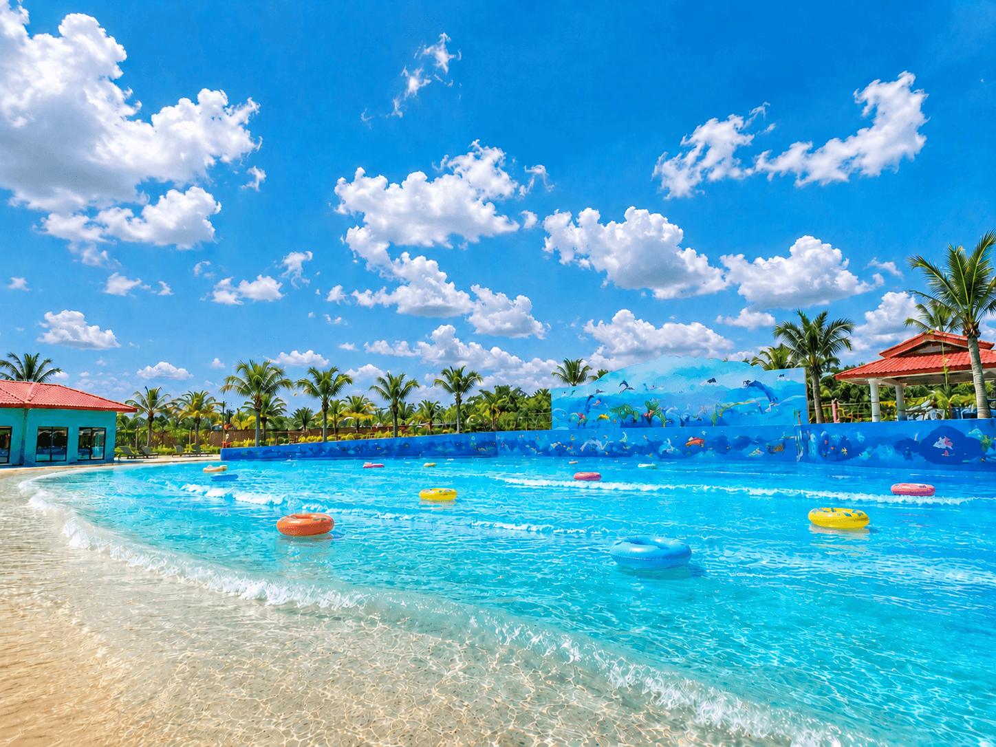 Khu tạo sóng – điểm nhấn nổi bật của TTC Trảng Bàng Aqua Park, mang lại cảm giác như bãi biển thu nhỏ ngay giữa lòng Tây Ninh.